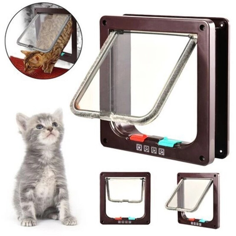 Small Dog Gate Cat Flap Pet Door Gate Pet Cat Door Safety Dog Cat Flap Door Pet Cat Gate Security Flap Door For Animals Plastic