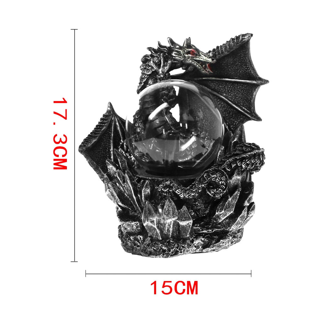 Medieval Dark Dragon Guardian Novelty Desk Lamp Touch Responsive Electric Night Lamp Plasma Ball Statue Magical Light