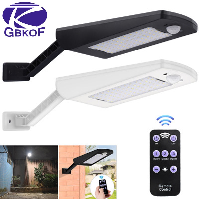Actualizado 48 LED de Control remoto de luz Solar PIR Sensor de movimiento IP65 lámpara de calle de pared al aire libre impermeable luces de la lámpara