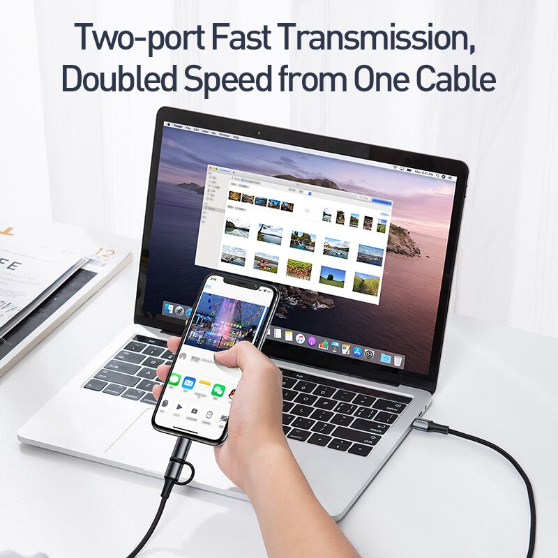 Baseus 2w1 60W rodzaj-c kabel USB szybkie ładowanie wsparcie ładowarka robić notebooka USB kabel robić transmisji danych transmisja drutu kabel USB robić szybkiego ładowania