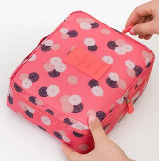 FLYING BIRDS Cosmetic case Makeup bag wash bag Women portable Bag toiletry Storage waterproof Travel Bags LS8973 LM4092fb: pink flower