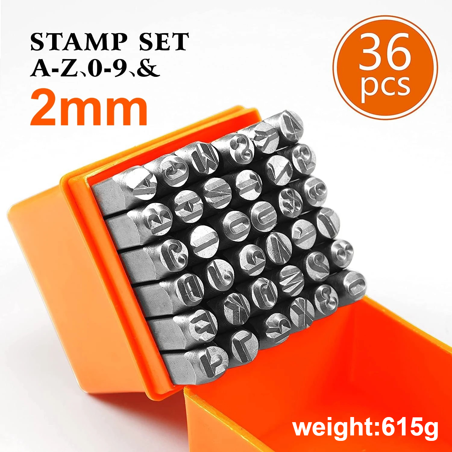 36 1.5mm-8mm teiliges stempelset aus stahl, bestehend aus zahlen- und buchstabenstempeln aus legiertem stahl, geeignet für schmuckherstellung und bastelarbeiten.: Weiß