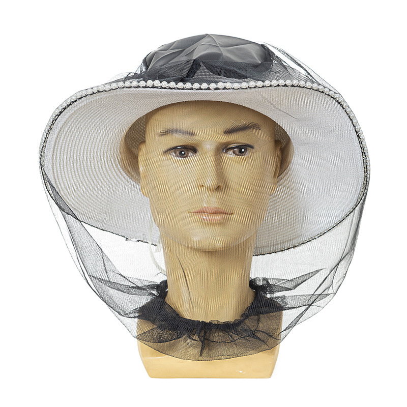 Redes de malla para cabeza de mosquitos al aire libre, sombrero de jardinería, sombrero a prueba de insectos para senderismo, Camping, pesca, redes de malla para cabeza de mosquitos al aire libre: Negro