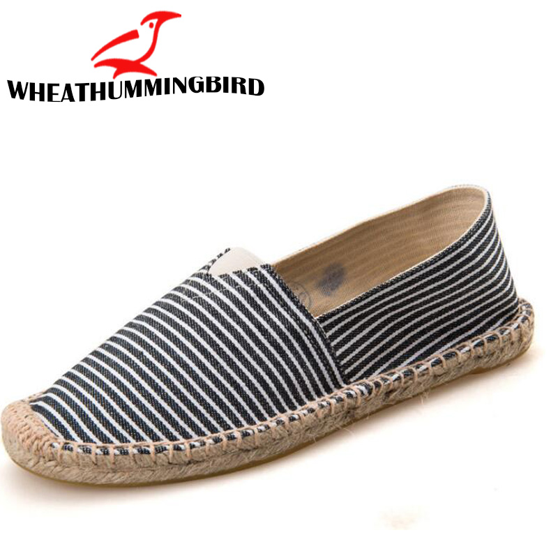 Women Shoes Breathable Espadrille Fisherman Shoes Striped Slip On Lady Casual Shoes Soft Bottom Flat LA-30