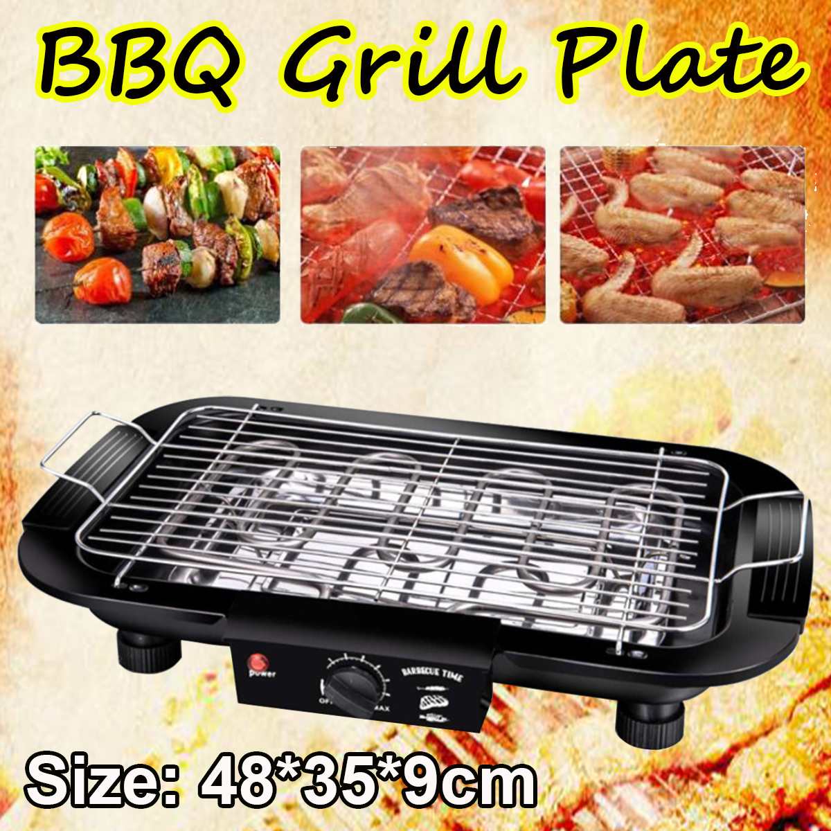 Smokeless Electric Pan Grill BBQ Stove Non-Stick Electric Griddle Barbecue Temperature Control 220V Portable for Home Outdoor