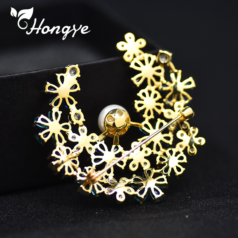 Hongye 2 Farben Blume Brosche für Frauen Gut Gemacht Natürliche Süßwasser Perle Brosche Pin Eco Freundliche Kupfer Reales Gold kleid Pins