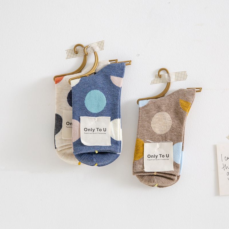 2 Pair/Pack Big Dot Cotton Socks Women Kawaii Women Socks Sweat Autumn and Winter