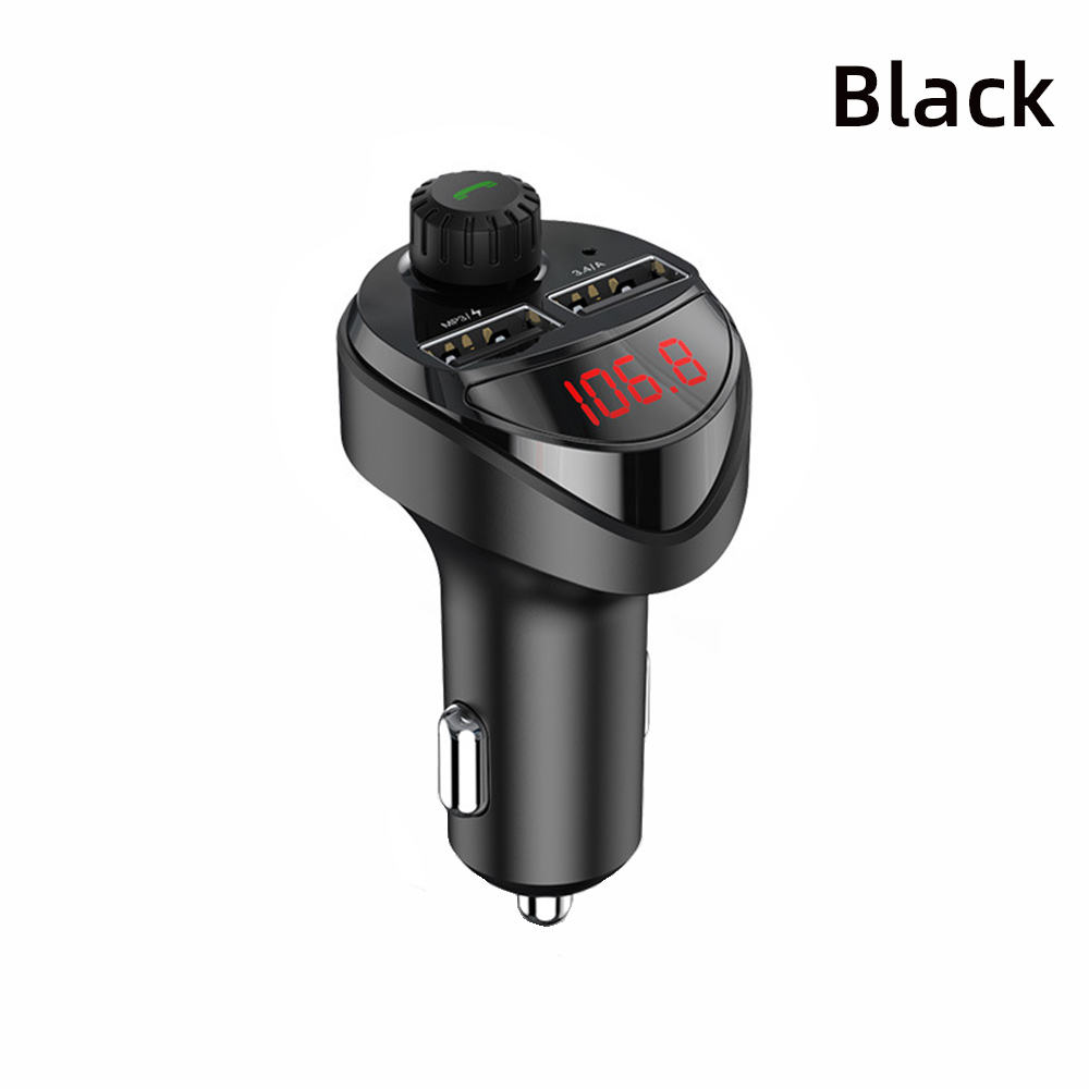 Bluetooth-autoladegerät mit 4.2 mp3- player-anschluss und dual-usb-anschluss für iphone 11 pro, display mit spannungsüberwachung, freisprechfunktion und multifunktions-universalfunktion: Schwarz