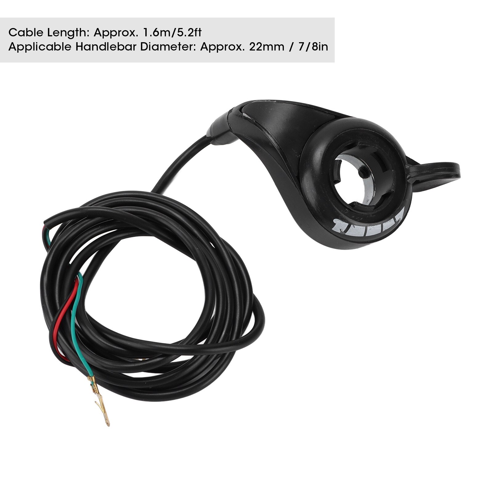 Thumb Throttle 24V 36V 48V 60V 72V 5.2ft Cable Thumb Speed Controller for Electric Bikes 7/8in Handlebar