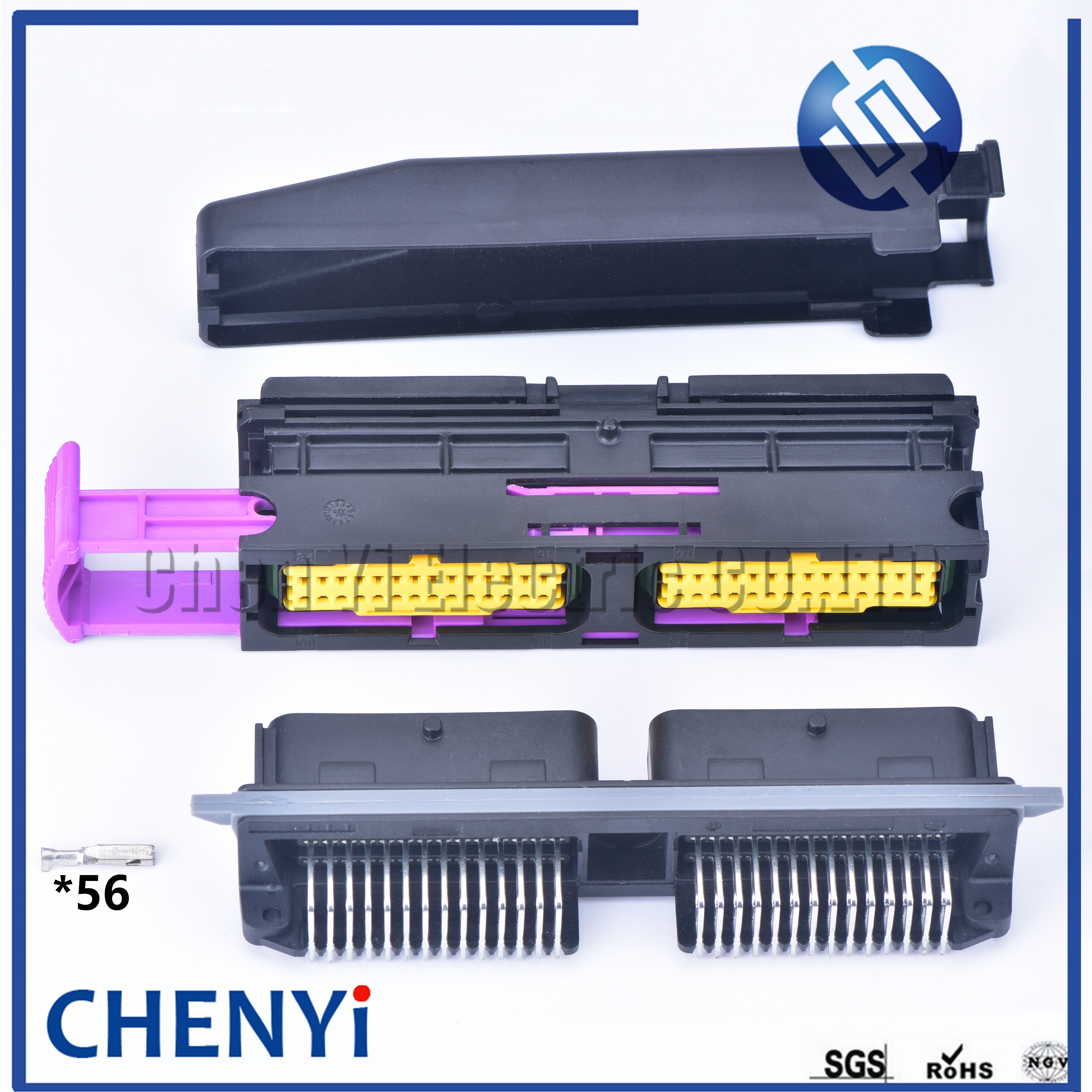 1 set 56 pin way automotive aluminum ecu enclosure box with matching FCI male and female connector and terminals 211PC562S0008