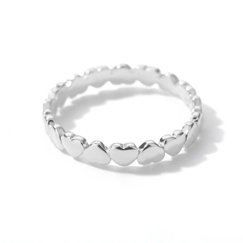 Edelstahl Herz Ringe Für Frauen Vorschlagen Engagement Hochzeit Ring Jahrgang-Schmuck Anillos Valentinstag: 7 / silber-