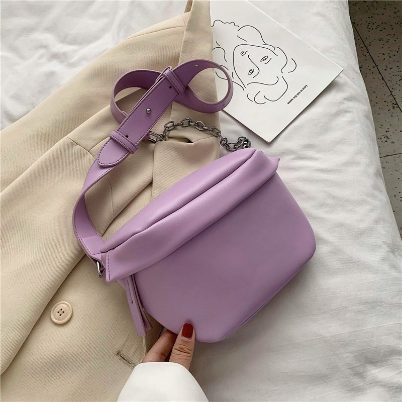 Sacs à bandoulière à chaîne en couleur unie pour femmes, petits sacs à épaule doux d'été, sacs à main de voyage pour dames,: Violet