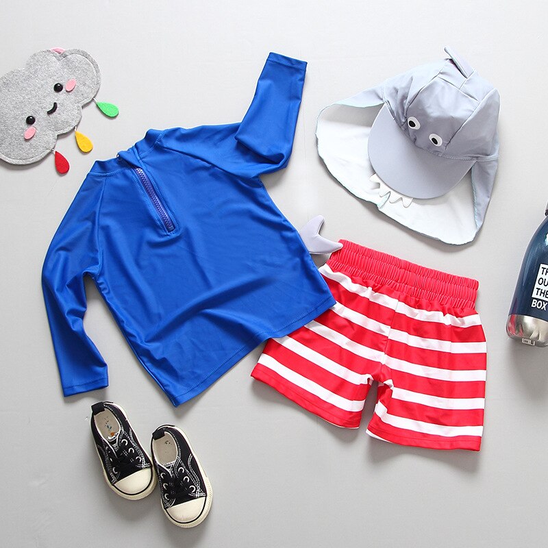 1 ~ 9y jongens surfpak upf 50+  jongens zwempak voor peuters haaienprint surfpak jongens zwemkleding -sw392