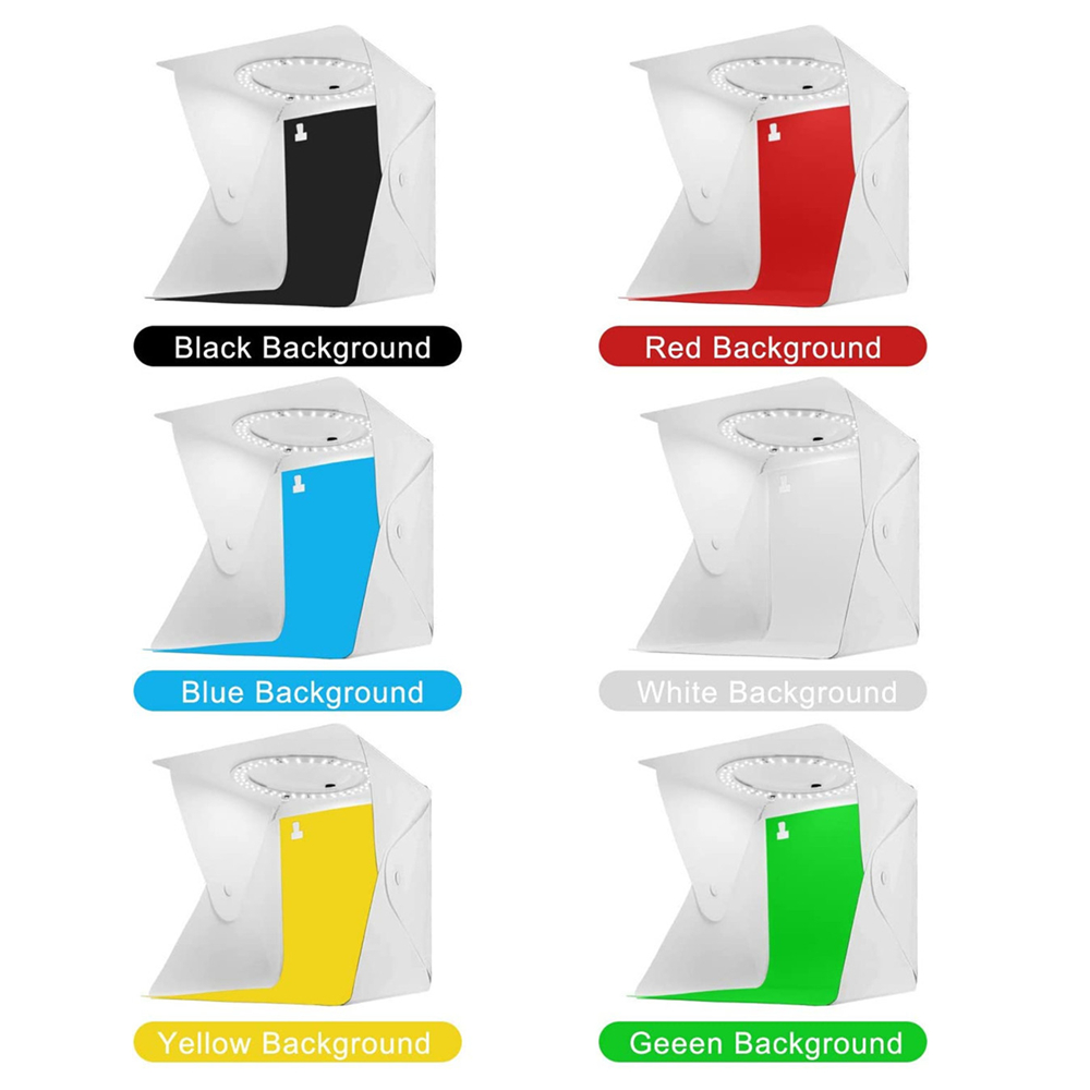Fotografie Box 24*23*22Cm 72 Stuks Ring Led Lichtbak Opvouwbare Draagbare Fotostudio Box 6 Achtergronden Studio Schieten