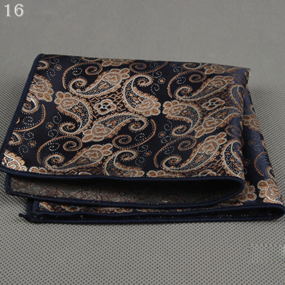 Luxury Men's Handkerchief Polka Dot Striped Floral Printed Hankies Polyester Hanky Business Pocket Square Chest Towel 23*23CM: 16