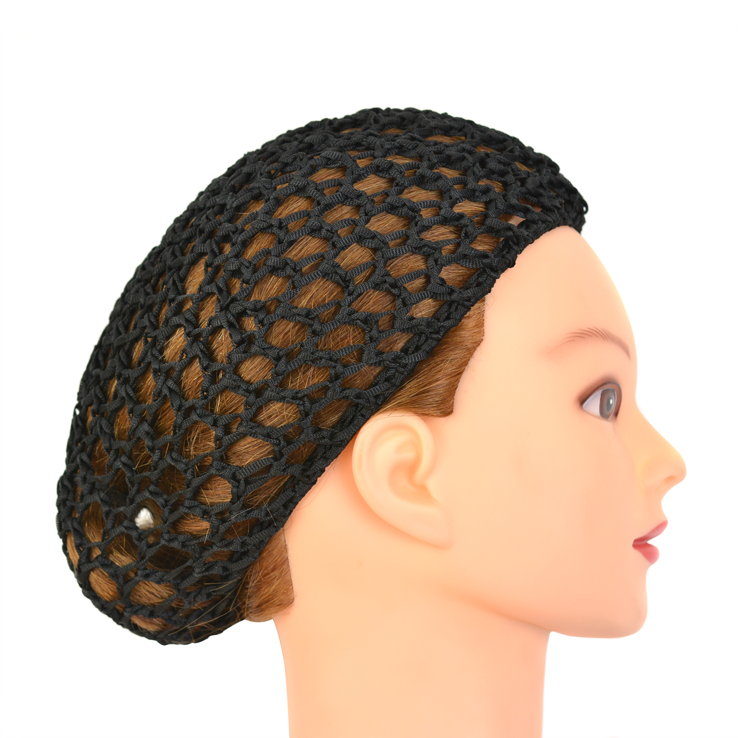 1-teiliges schwarzes Häkel-Haarnetz, Kunstseide-Gittergewebe-Strick-Snood-Mütze, Damen-Haarnetz zum Schlafen