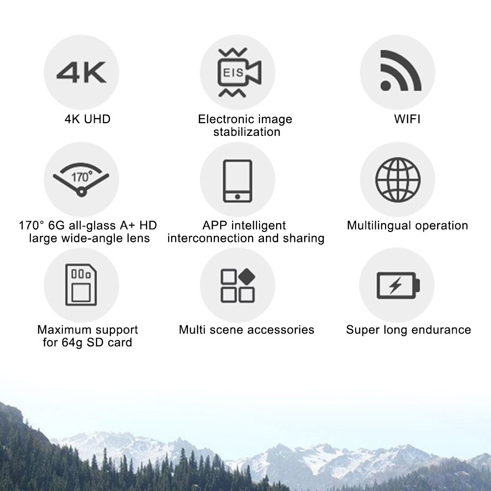 Afstandsbediening Intelligente Sport Camera Groothoek Reizen App Ondersteuning Eis Drie Axis Luchtfotografie Draagbare Abs 4K Wifi