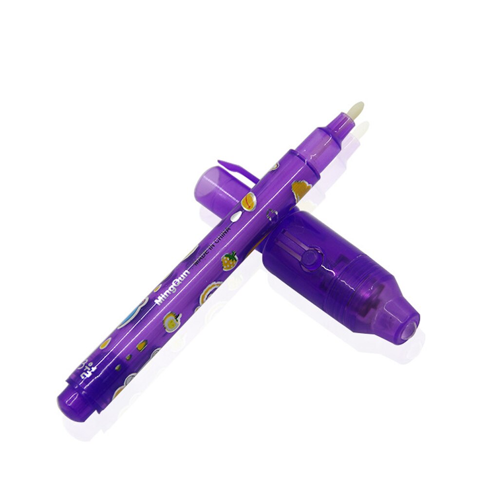 Kreative Beliebte Cartoon Zeichnung Werkzeuge Kinder Kind Magie 2 in 1 UV Schwarz Leuchtenden Licht Stift Combo Unsichtbare Tinte Stift zufällige Farbe