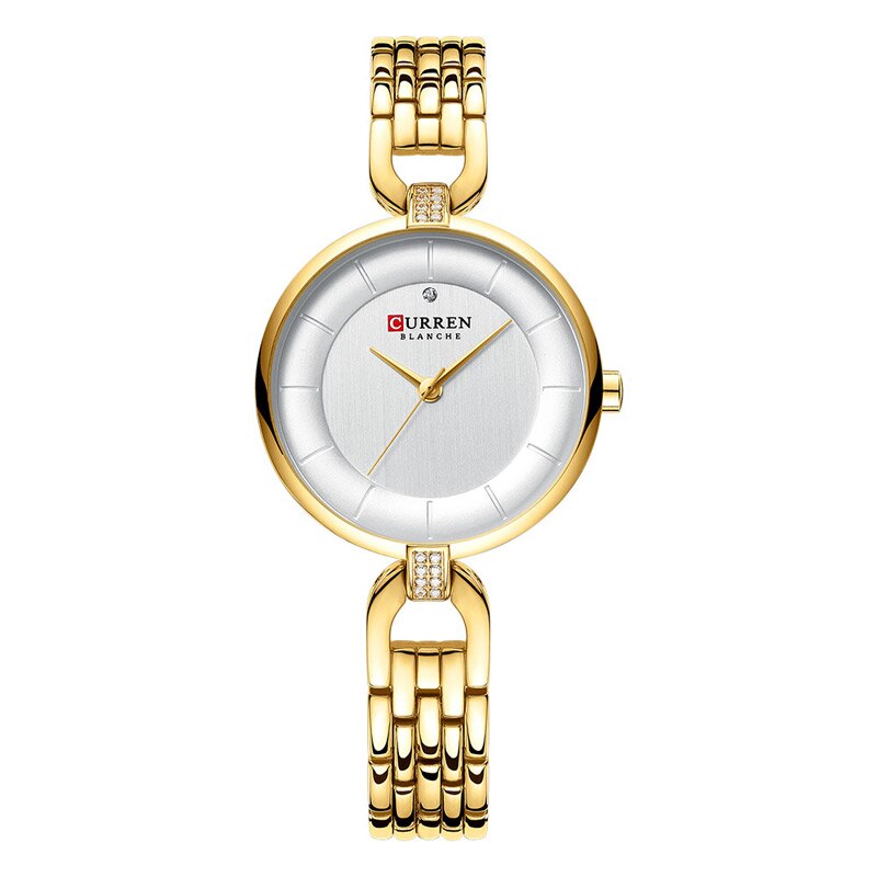 Curren zwarte dameshorloge met armband, luxe quartz analoog roestvrij staal, waterdichte dameshorloges: Goud