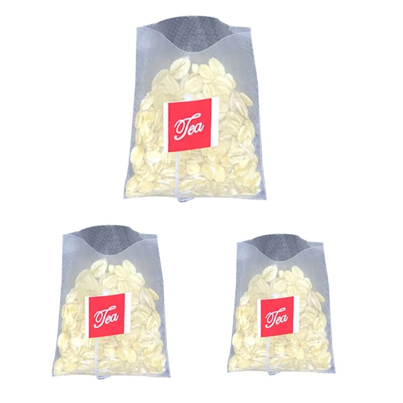 100PCS Pyramid Tea Bag Filter Nylon Tea Bag Single String Label Transparent Empt 95AA