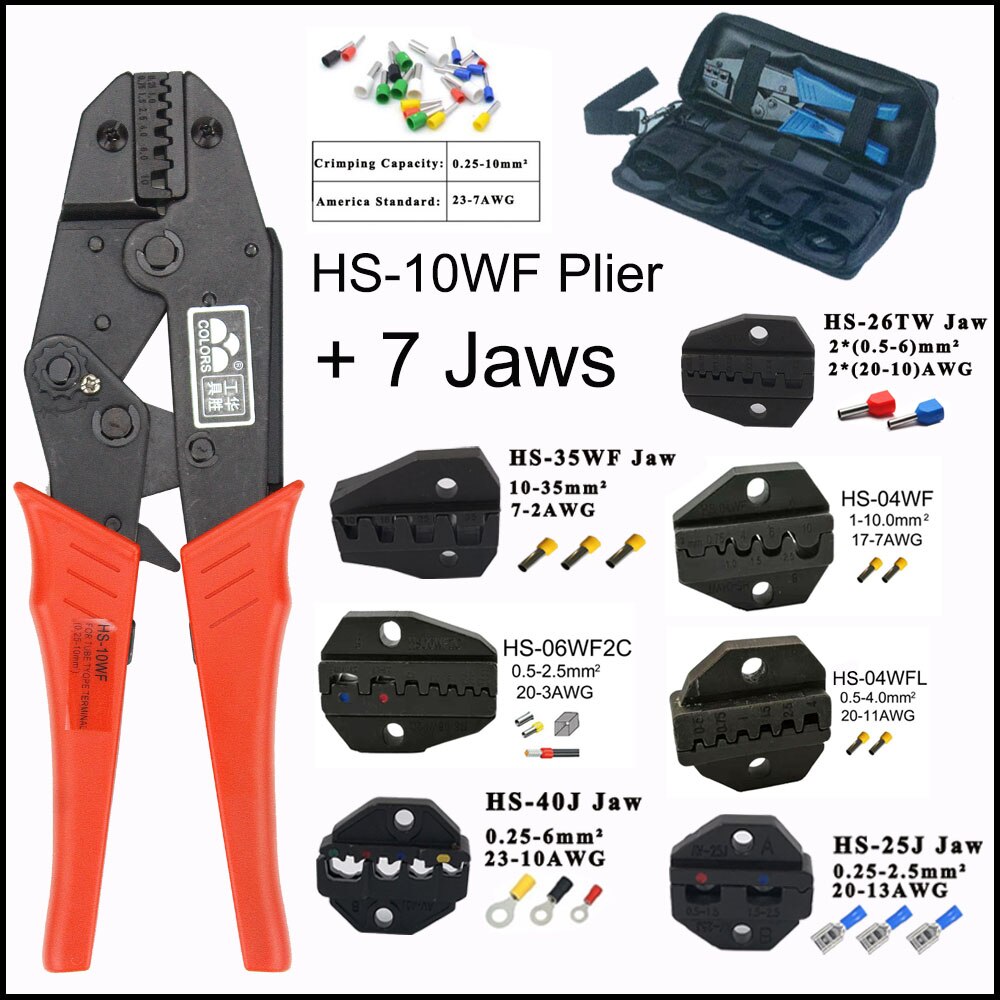 Tool kit terminal Crimping tool plier jaw 230mm Multi Functional Carbon Steel HS-40J+10 HS-25 european style Terminal Tool: Red