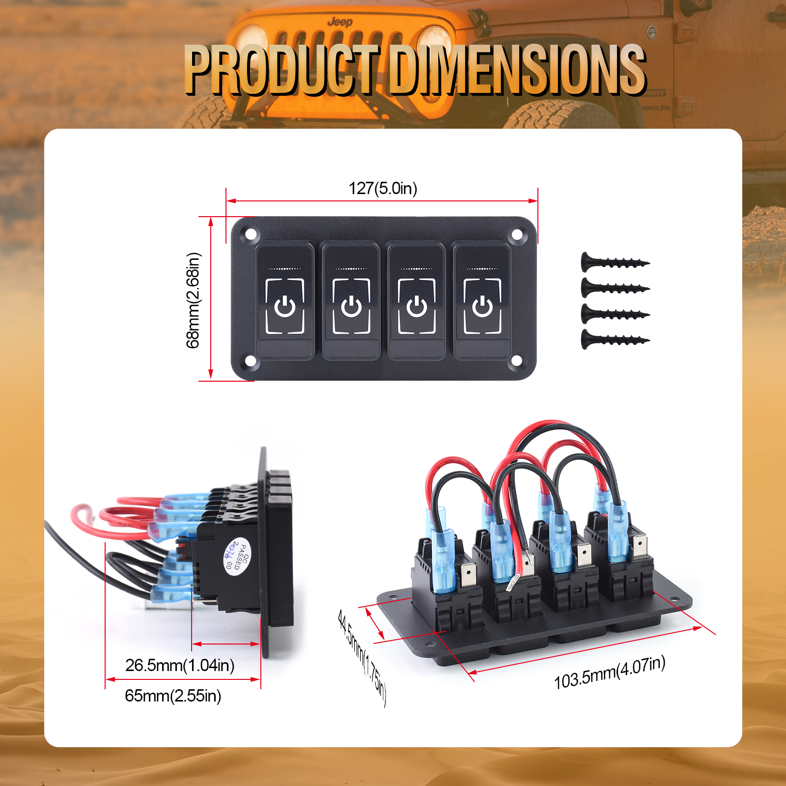 Nice Intelligent Touch Screen 2-8 Gang LED Rocker Switch Panel Switch Panel ON-OFF Waterproof Light Switch for Marine Caravan RV