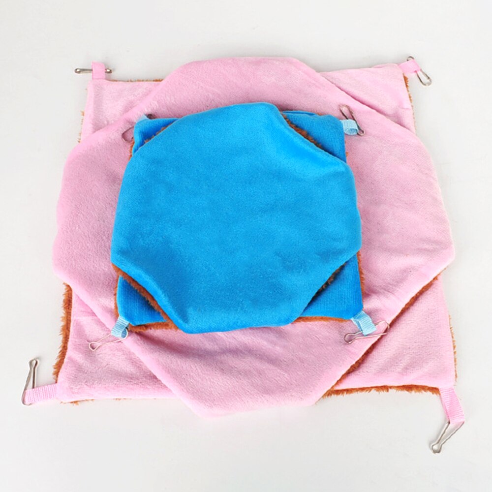 Double Layer Hamster Hammock Plush Warm Bed Rat Hammock For Hamster Nest Sleeping Bag Hanging Tree Beds Guinea Pig Hamster Cage