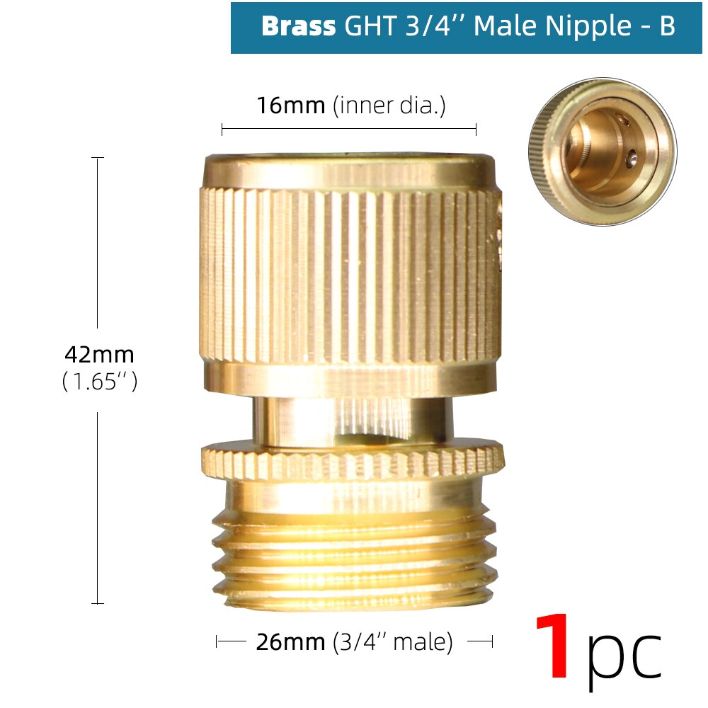 RBCFHl 1PC Garden Hose GHT Solid Brass Quick Connect Male Female Connectors Fittings 3/4'' Thread Coupling Irrigation Adapters: B-1PC