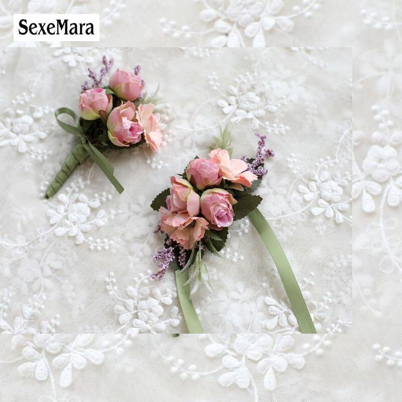 Sexemara bruiloft gala corsage ceremonie bloemen broche bruiloft corsages bruidegom bruidsjonkers knoopsgat bloemen corsage