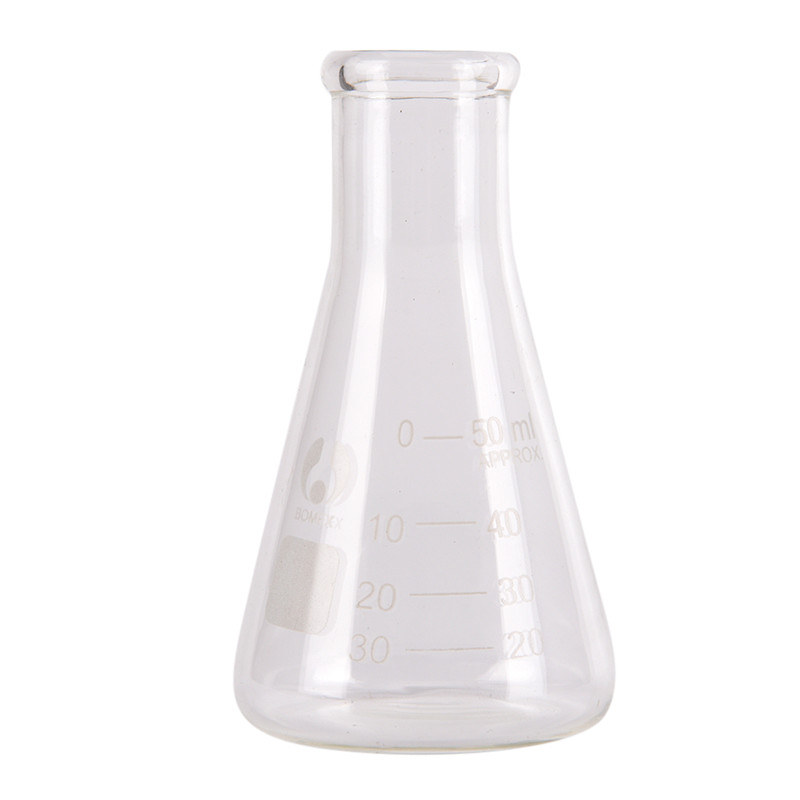 50ml klar lab konisk kolbe glass vitenskapelig trygt glass laboratorium skole forskning forsyning glass erlenmeyer kolbe