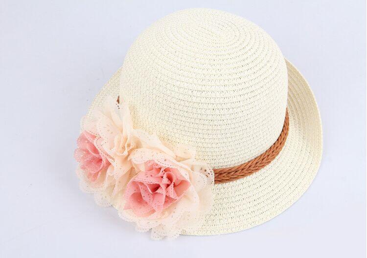 2017 nowe letnie dzieci kwiatowy kapelusze słomkowe kapelusz fedora dzieci przyłbica plaża słońce dziewczynek Sunhat szeroki kapelusz z opadającym rondem Panama dla dziewczyny: 4