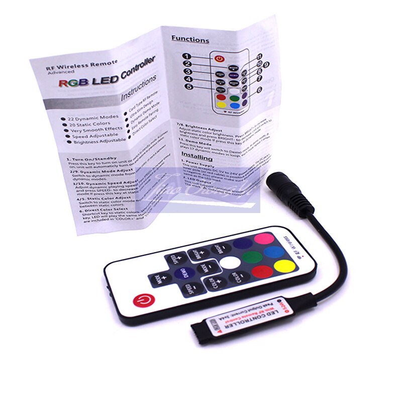 17key DC5-24V 3x4A Mini RF Wireless Remote RGB led Controller 5050 2835 RGB LED strip