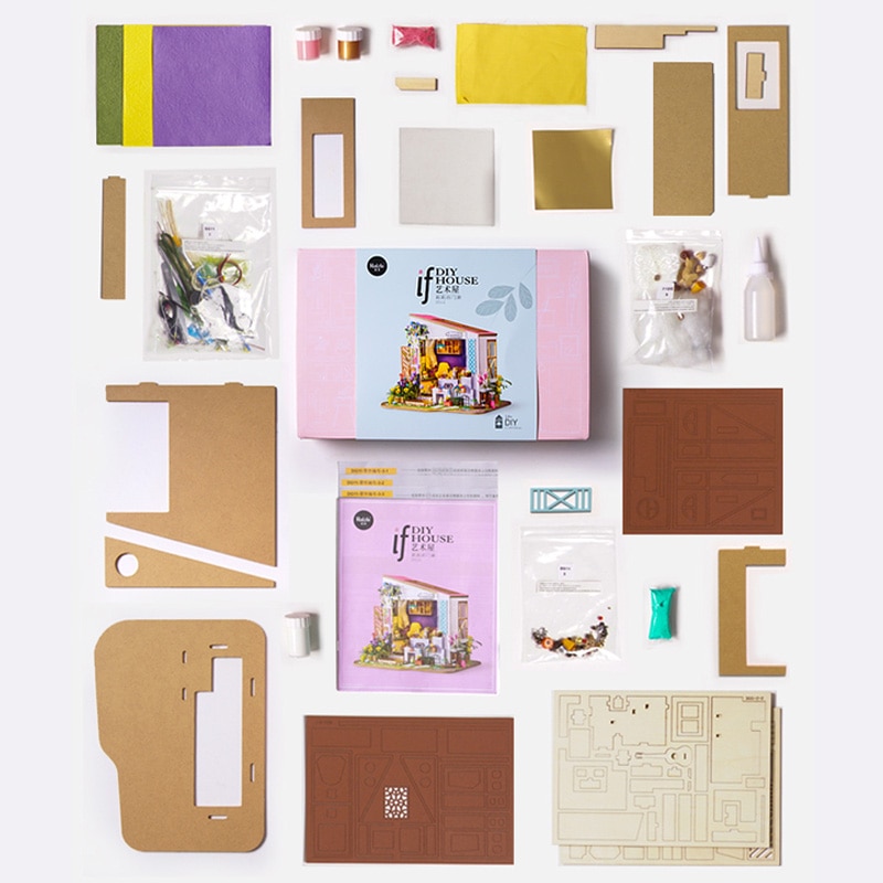 Robotime Diy Houten Miniatuur Dollhouse 1:24 Handgemaakte Poppenhuis Model Building Kits Speelgoed Voor Kinderen Volwassen