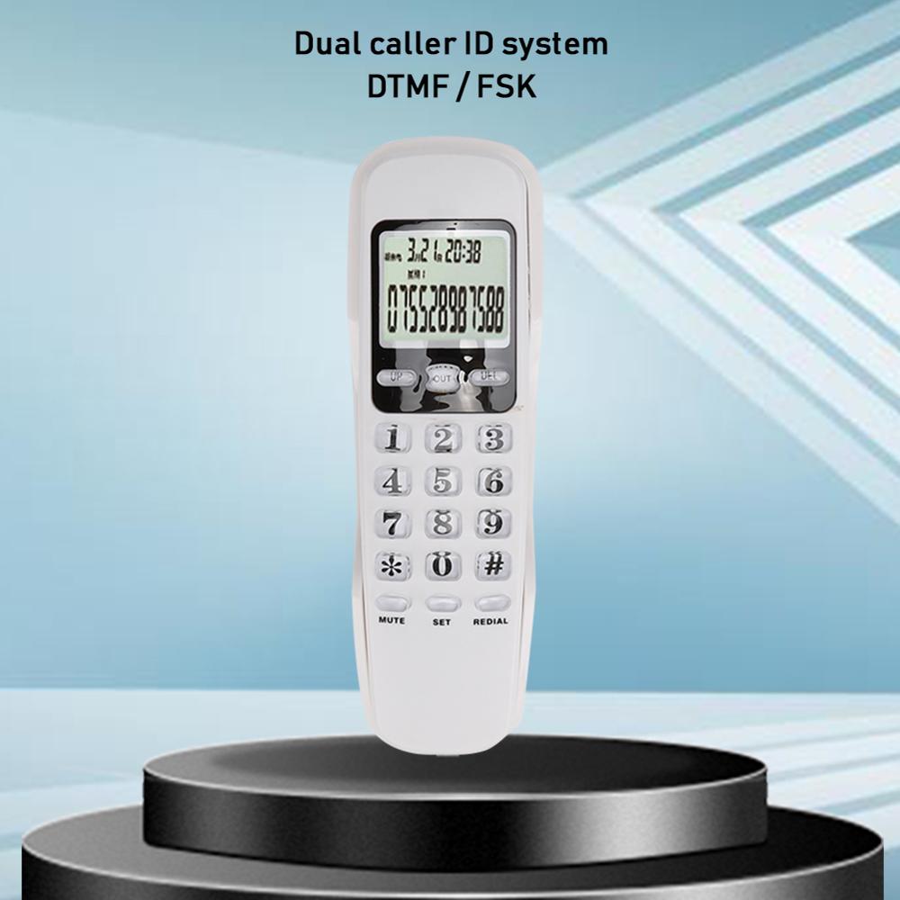 DTMF/FSK Mini Wall Telephone Incoming Dual Caller ID LCD Display Landline Phone with 38 Group Call Memory for Home and Office