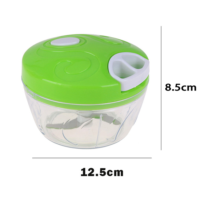 Multifunksjon løk nøttekvern kjøttkvern blender mikser manuell frukt grønnsakshakker håndtrekk matkutter rustfritt stål: Lysegrønn