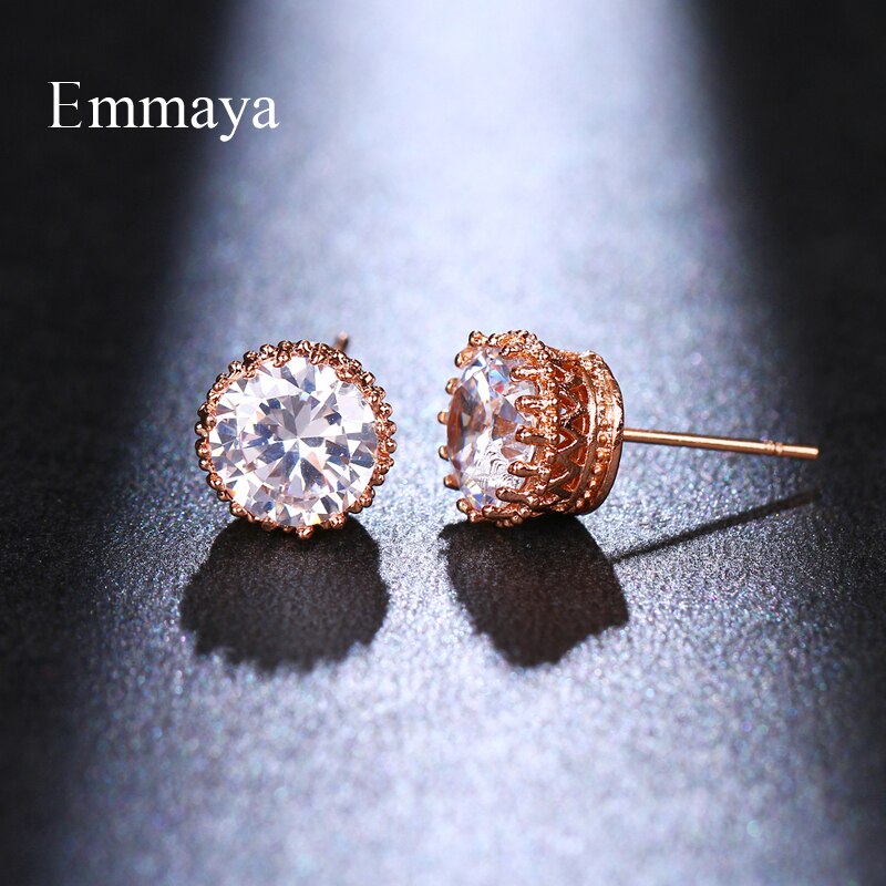 Emmaya Classis Serie Tiny Ronde Vorm Oorbel Voor Vrouwen Leuke Decoratie In Banket Delicate Zirconia Sieraden Drie Kleur: rose gold