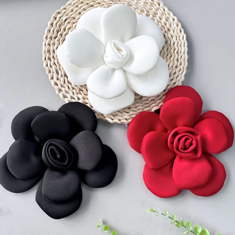 Handmade 22CM Camellia Flower Brooches Corsage Bag Dress Badge Wedding Party Lapel Pins for Women Accessories