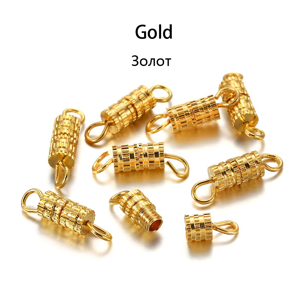 30pcs Buckle Closed Magnetism Screw Clasps Cylinder Strong Buckle Bracelet Connectors For DIY Jewelry Making Finding Accessories: Gold