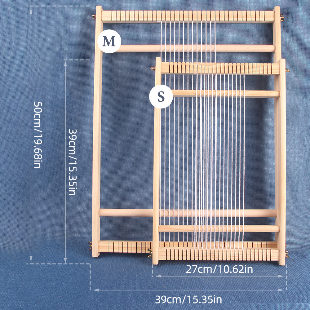 Telar para tejer multiartesanía de madera QJH 19,6" de largo x 15,3" de ancho Ordito ​ Marco ​ Barra de púas de telar para tablero de tejido, tapiz Weaver, niños principiantes