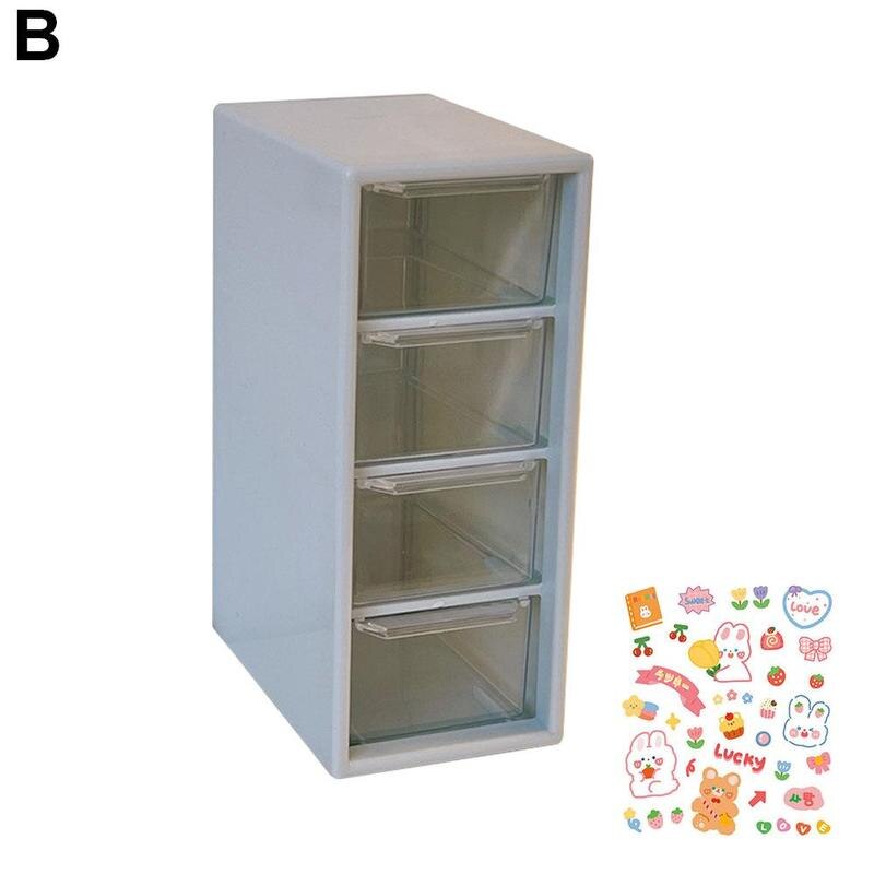 Desktop Organizer 4 Drawers Storage Cabinet Organizer Mini Transparent Cabinets Drawers Plastic Jewelry Cosmetic Makeup Box: blue