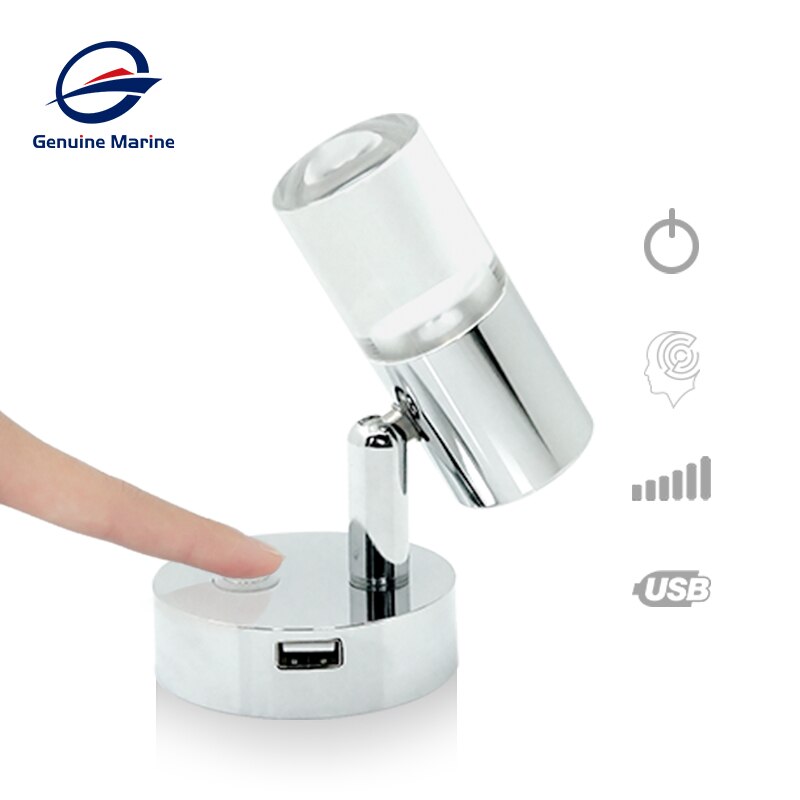 Interruptor táctil para cabecero de Luz de Lectura LED, 24V, 3W, con puerto USB: with USB