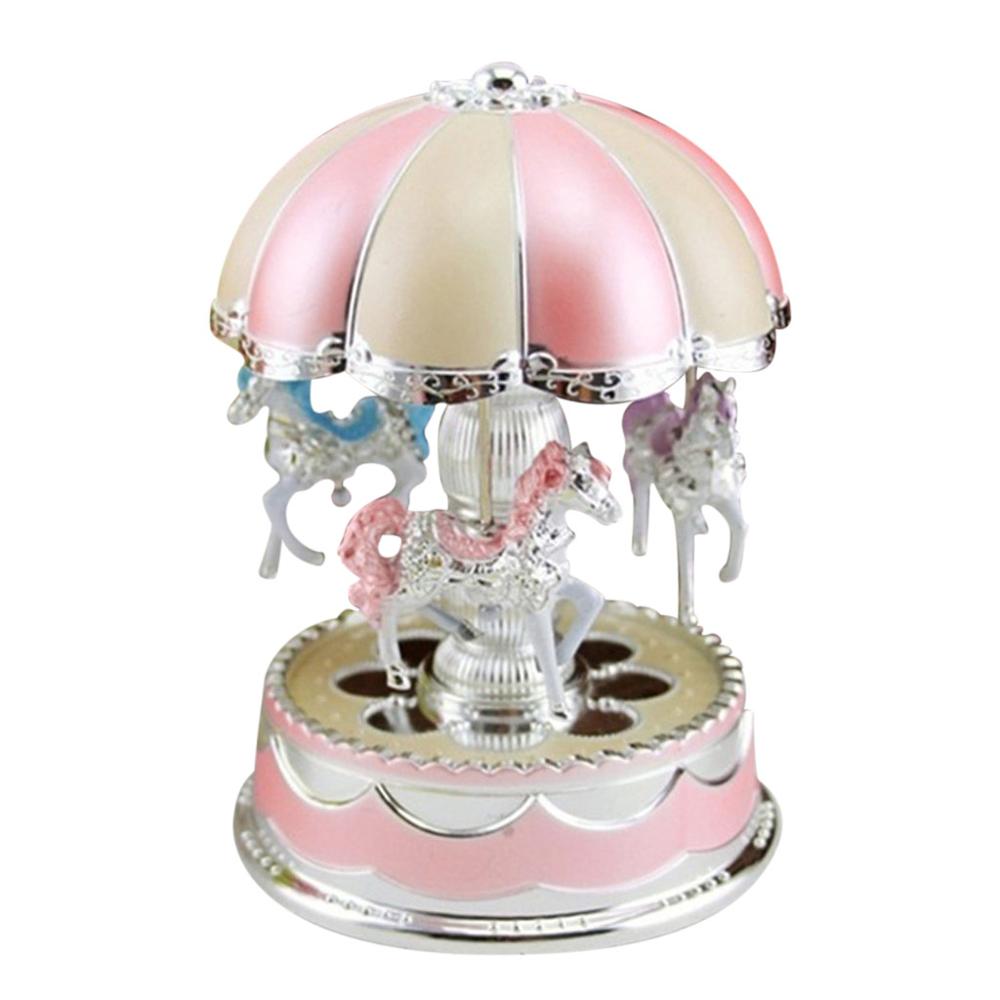 Kids Girls LED Carousel Light Music Box Xmas Home Decor Wedding Birthday Children Musical Geometric Toy: A
