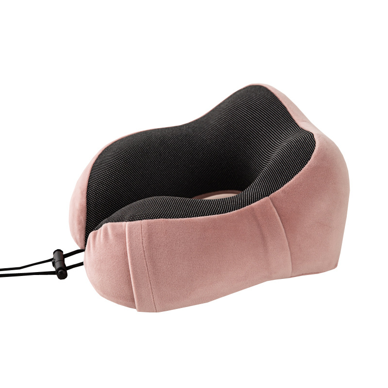 memory foam neck pillow massage cushion travel vacation car seat rest: dark pink