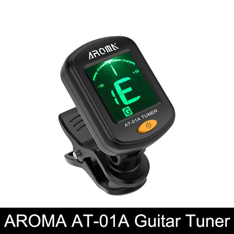 AROMA AT-01A Guitar Tuner Rotatable Clip-on Tuner LCD Display for Chromatic Acoustic Guitar Ukulele Guitar Accessories