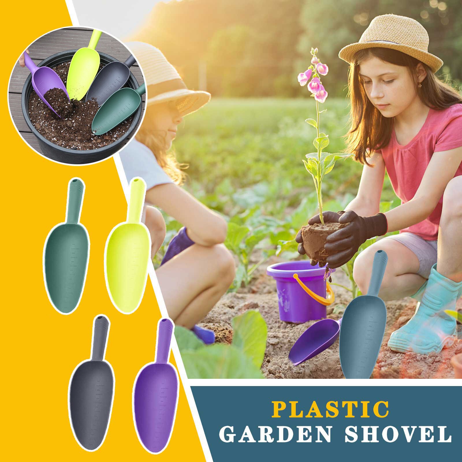Plastic Garden Shovel Plant Hand Shovel Trowel Home Gardening Tools Flower Vegetables Soil Transplantin Weeding Digging Planting