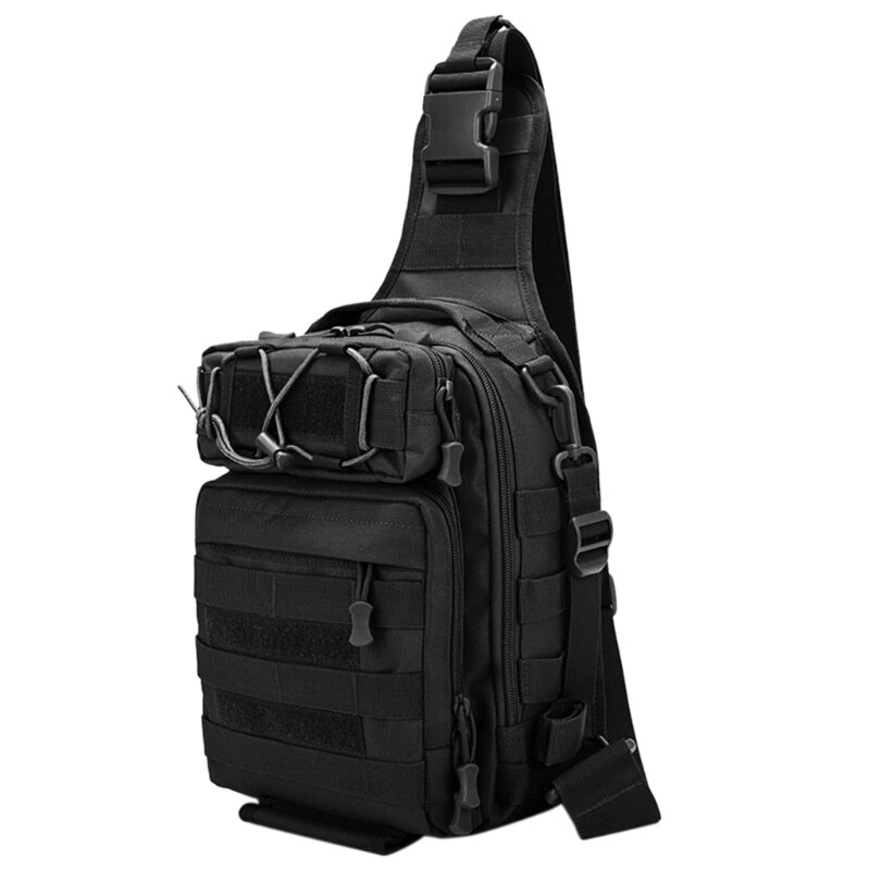 Fishing Tackle Storage Bag Fishing Gear Outdoor Shoulder Backpack Cross Body Sling Bag: BK