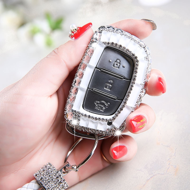 Smart nyckelskydd kristall diamant bilnyckel fodral lock nyckel skydd för hyundai  hb20 ix25 ix35 ix45 hb20 i10 i20 i30