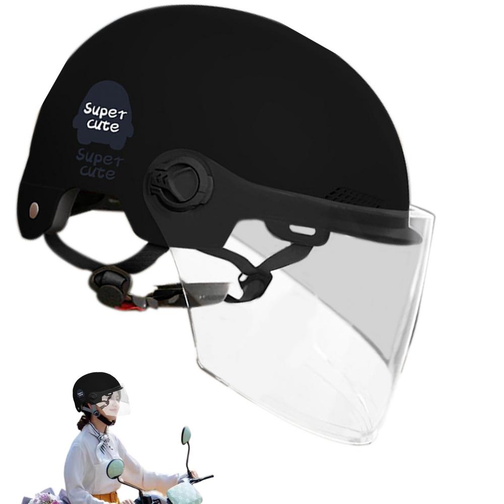 Motorcycle Half Headgear Portable Half Head Cap For Motorcycles Sun Protection Electric Motorcycle Supplies Open Face Headgear: black