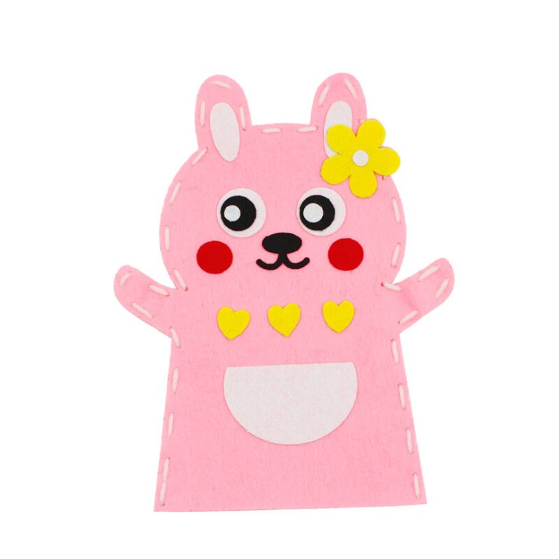 Saizhi 3D Crafts Handmade Kids Child DIY Activity Top Accessories Hand Puppet Non-Woven Cloth Animal DIY Sewing Toys: rabbit