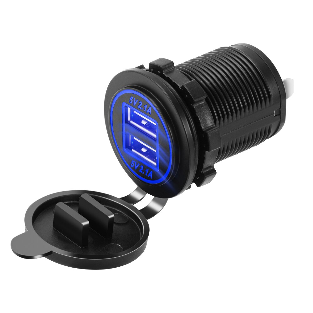 12V-24V LED Car Dual USB Charger Cover for volkswagen vw t5 polo golf 7 6 5 4 golf mk4 passat b6 b5 b7 touran jetta mk6: Blue